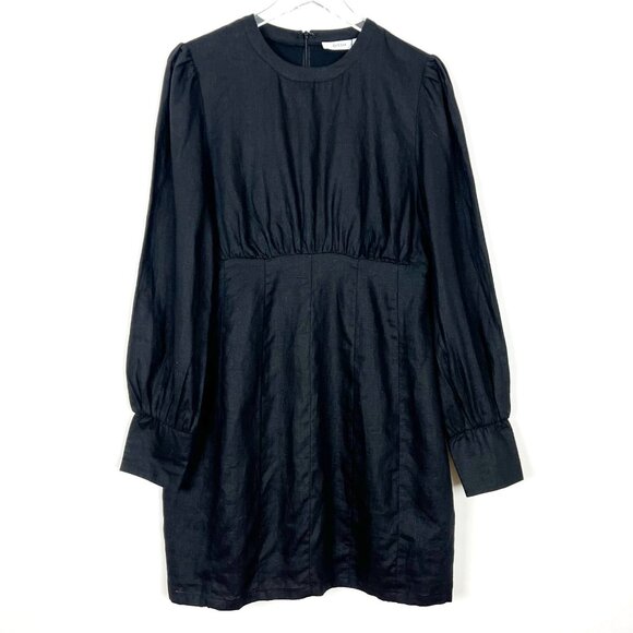 DISSH Dresses & Skirts - NWT Dissh Dress Women's Size 14 Black 100% Linen Long Sleeve Midi Dark Romantic